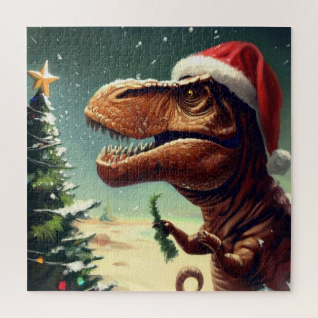 Quebra-cabeça T-Rex Natal (4) (Vertical)