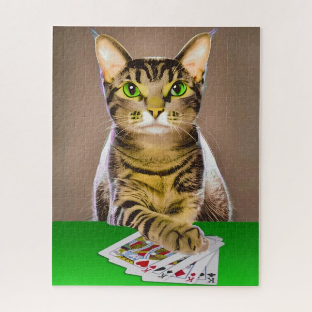 Quebra-cabeça Tabby Cat Playing Poker (Vertical)