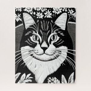 Quebra-cabeça Tabby Cat Surarcado com Flores