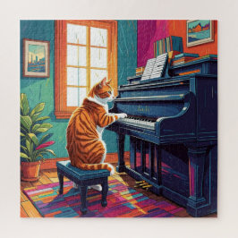 Quebra-cabeça Tabby Cat Tocando o Piano