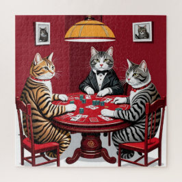 Quebra-cabeça Tabby Cats Reproduzindo Poker