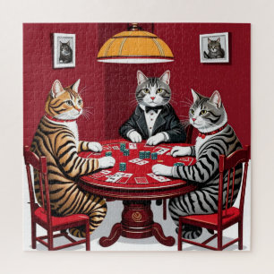 Quebra-cabeça Tabby Cats Reproduzindo Poker