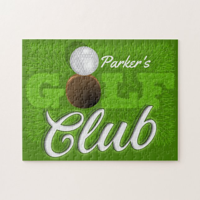 Quebra-cabeça Taco de golfe personalizado com NOME Green Campo d (Horizontal)