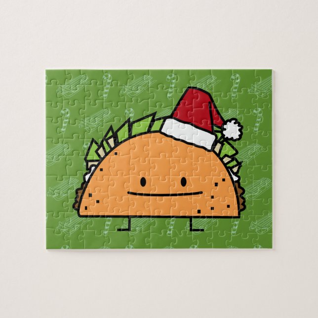 Quebra-cabeça Taco que veste a salsa da carne do escudo do Natal (Horizontal)