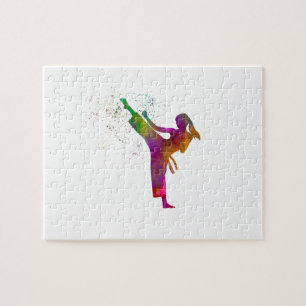 Quebra-cabeça Taekwondo-karate em aquarela