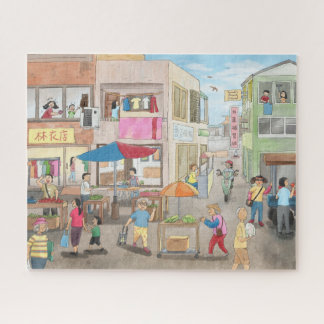 Quebra-cabeça Taiwan Morning Market Illustration Jigsaw Puzzle