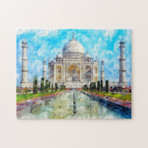 Taj Mahal Watercolor Pintado