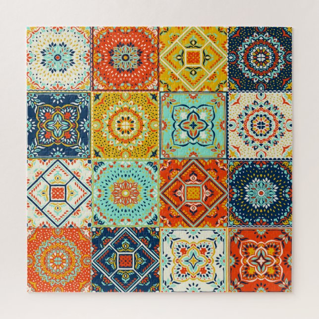 Quebra-cabeça Talavera, Azulejos, papel de parede mosaico turco. (Vertical)