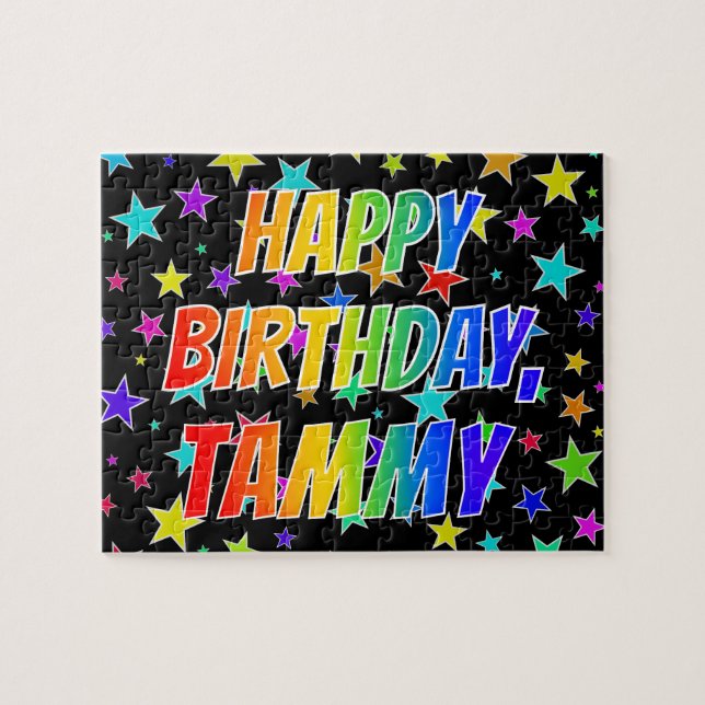 Quebra-cabeça "TAMMY" Primeiro Nome, Diversão "FELIZ ANIVERSÁRIO (Horizontal)
