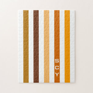 Quebra-cabeça Tan Brown Orange Vertical Stripes Monograma