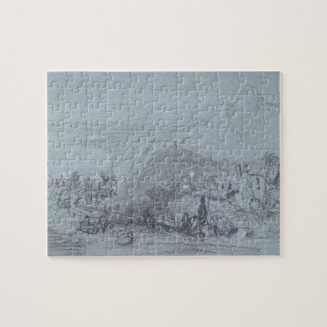 Quebra-cabeça Taormina, das "vistas de Sicília" (giz & gouache (Horizontal)