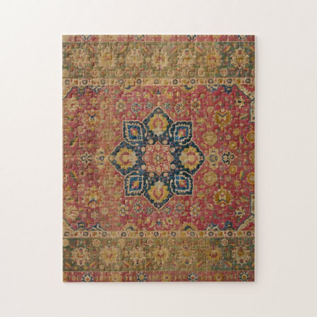 Quebra-cabeça Tapete Persa Asiático Kashan em Ouro Vermelho (Vertical)