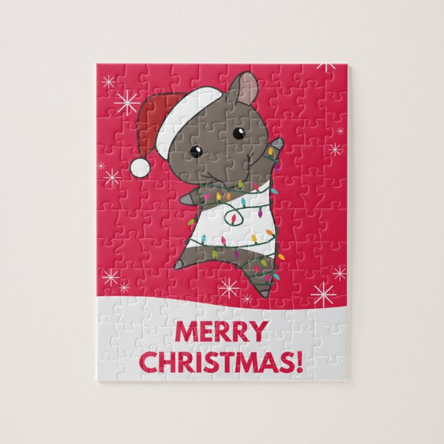 Quebra-cabeça Tapir natalino Animais de inverno Jigseru Puzzl (Vertical)