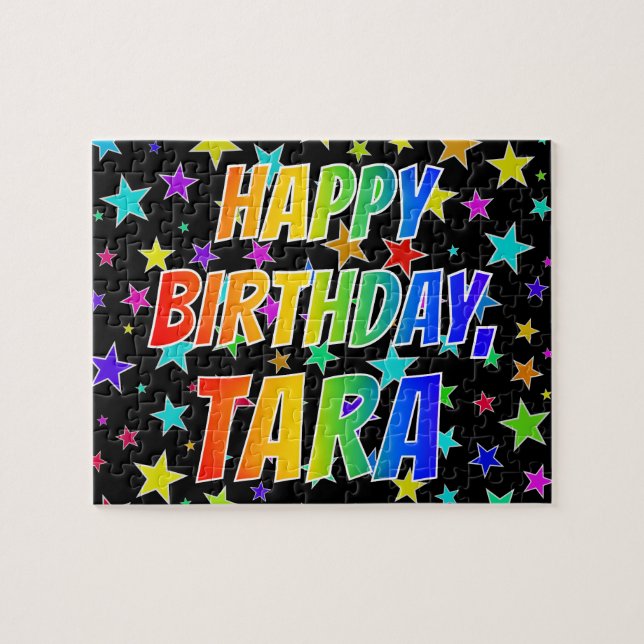 Quebra-cabeça "TARA" Primeiro Nome, Diversão "FELIZ ANIVERSÁRIO" (Horizontal)