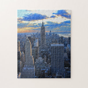 Quebra-cabeça Tarde da tarde NYC Skyline quando o pôr do sol se