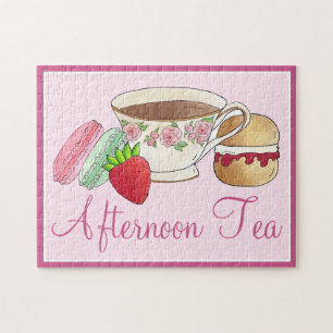 Quebra-cabeça Tarde, Teacup Cream Scone Do Tea Party