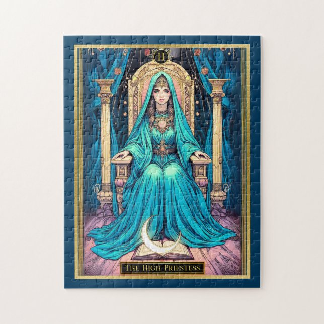Quebra-cabeça Tarot Art Nouveau, a Alta Sacerdotisa (Vertical)