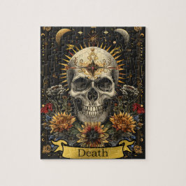 Quebra-cabeça Tarot Death Card Gothic Witchy Skull & Flowers