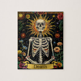 Quebra-cabeça Tarot Death Card Gothic Witchy Skull & Flowers