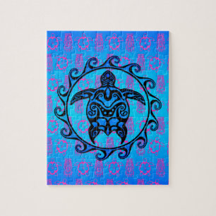 Quebra-cabeça Tartaruga tribal azul Sun