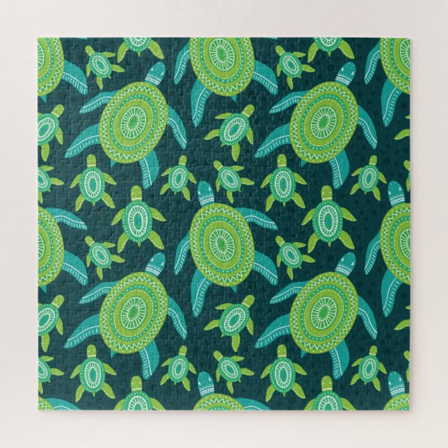 Quebra-cabeça Tartarugas de ornamento verde: padrão de safra. (Vertical)