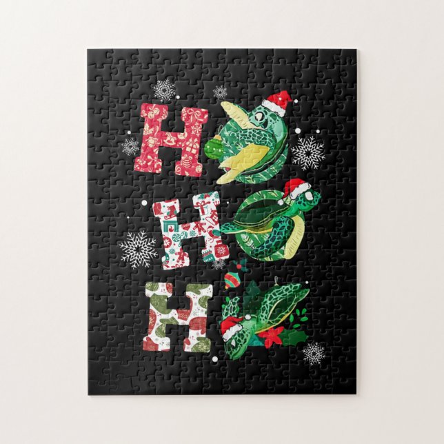 Quebra-cabeça Tartarugas Engraçadas Amantes de Natal (Vertical)