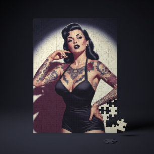 Quebra-cabeça Tatuagem retrô Pin-up