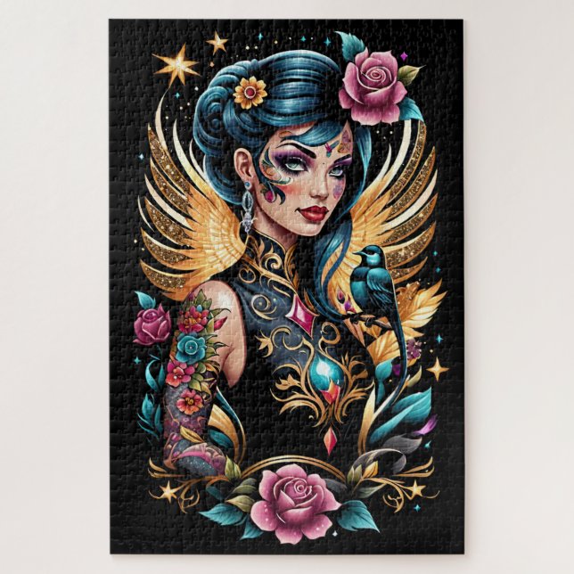 Quebra-cabeça Tatuagens E Rosas 2 (Vertical)