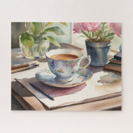 Quebra-cabeça Teacup de vintagem de aquarela