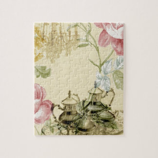 Quebra-cabeça Teacup Teapot Paris Tea Party, floral francês