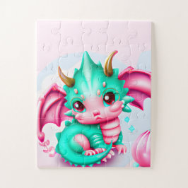 Quebra-cabeça Teal e Dragão Bebê Rosa-Rosa-Cons
