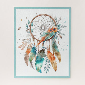 Quebra-cabeça Teal Watercolor Dreamcatcher