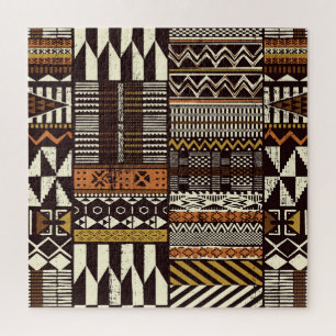 Quebra-cabeça Tecido africano tribal, colheita abstrato.