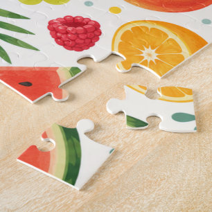 Quebra-cabeça Tecido de Padrão de Frutas de Verão Melancia Tro