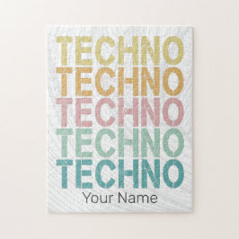 Quebra-cabeça Tecno House - Letra Retroativa Eletro Vintage Rave