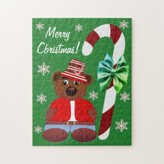 Quebra-cabeça Teddy Bear Candy Cane Merry Christmas