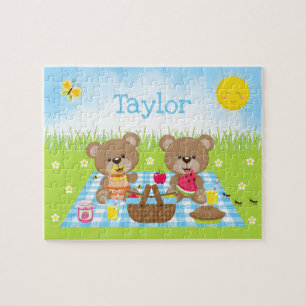 Quebra-cabeça Teddy Bear Picnic Boy Blue Gingham