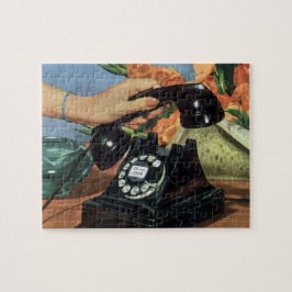 Quebra-cabeça Telefone Retro com Discagem Rotativa, Vintage Busi