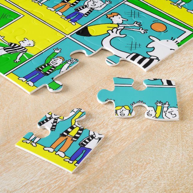 Quebra-cabeça Tema de futebol com jogadores e ventiladores (Lateral)