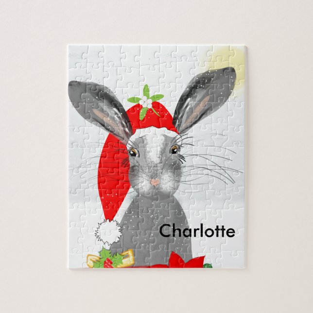 Quebra-cabeça Tema de Natal do Coelho Bonito (Vertical)