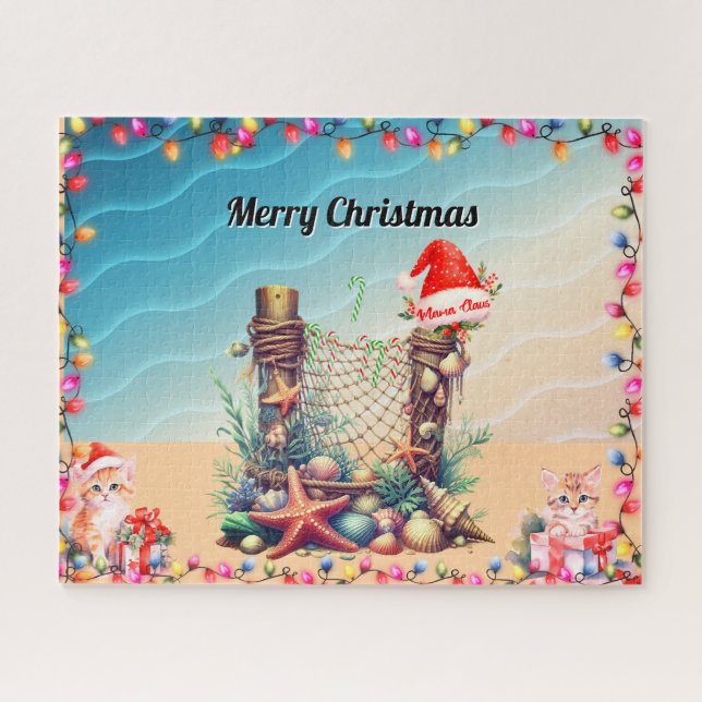Quebra-cabeça tema de praia de Natal (Horizontal)