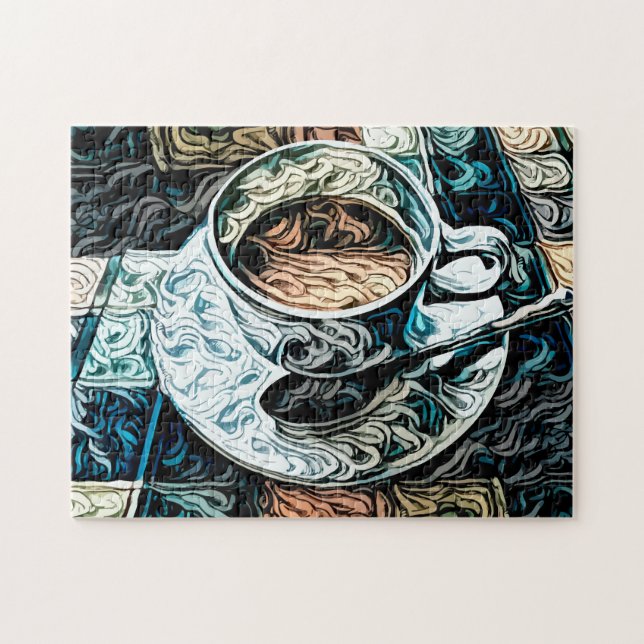 Quebra-cabeça Tema Do Café Pintura Artística De Vida Estática (Horizontal)