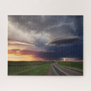 Quebra-cabeça Tempestade e relâmpagos no Sunset em Wyoming