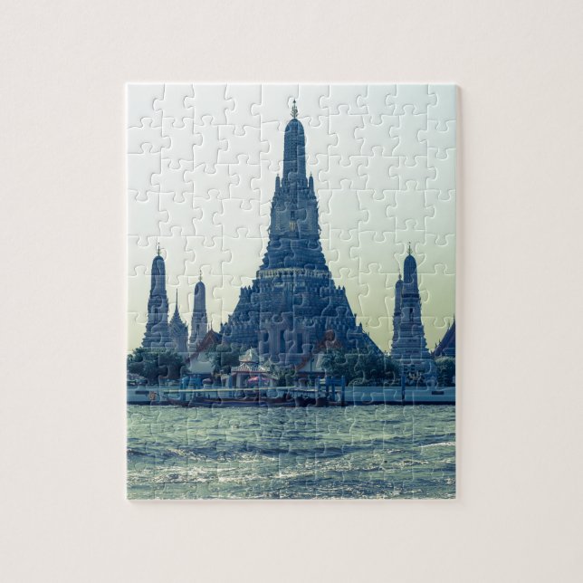 Quebra-cabeça Templo de Wat Arun com o rio Thailand Bangkok (Vertical)