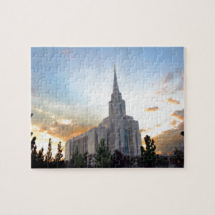 Quebra-cabeça Templo LDS Oquirrh Mountain Utah pôr do sol