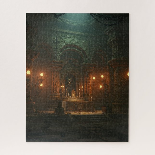 Quebra-cabeça Templo Subterrâneo Escuro Antigo Escondido (Vertical)