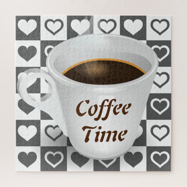 Quebra-cabeça Tempo de café e coração - (Vertical)
