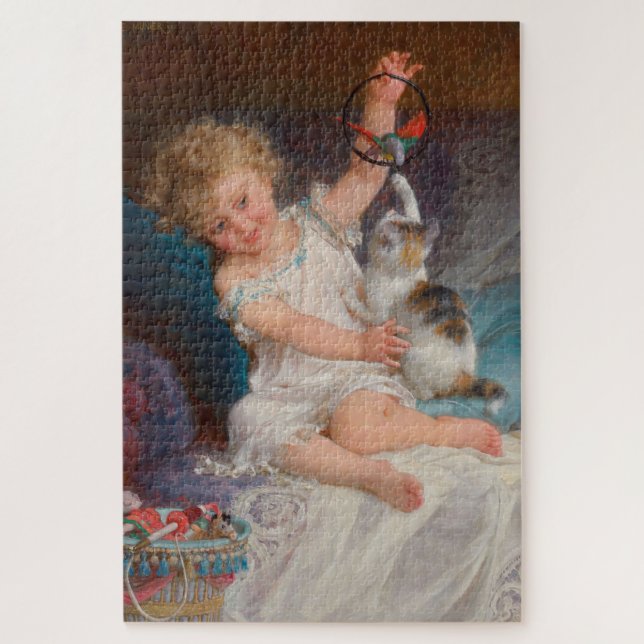 Quebra-cabeça Tempo de Reprodução: Rapariga Brincando com seu Pe (Vertical)