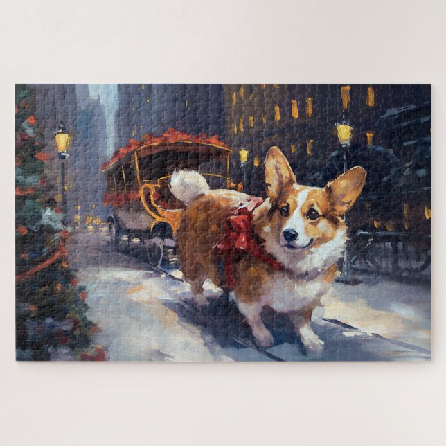 Quebra-cabeça Temporada Festiva de Natal do Corgi (Horizontal)