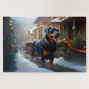 Quebra-cabeça Temporada Festiva de Natal do Rottweiler
